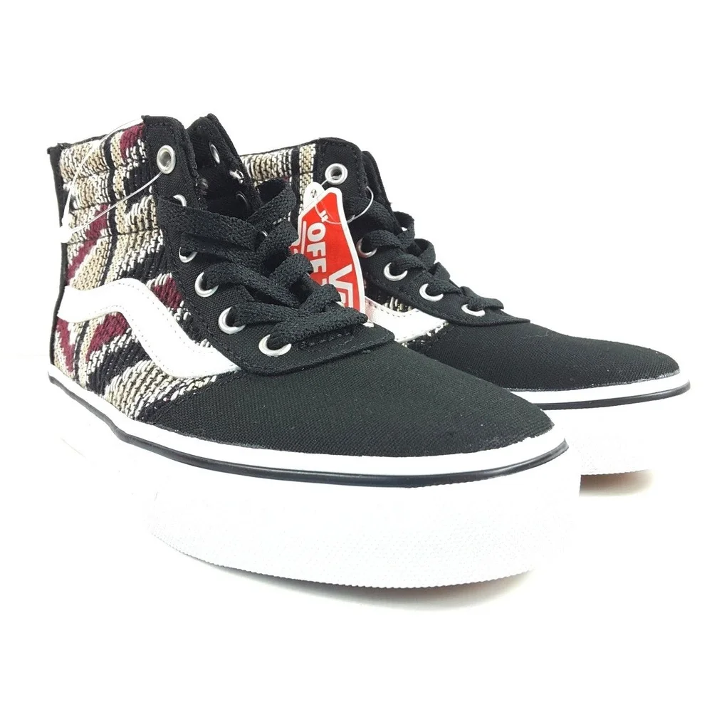 Vans Maddie Youth Kids SK8 Hi-Top Zip Skateboading Shoes‎ Tribal Knit Sz 11 New
